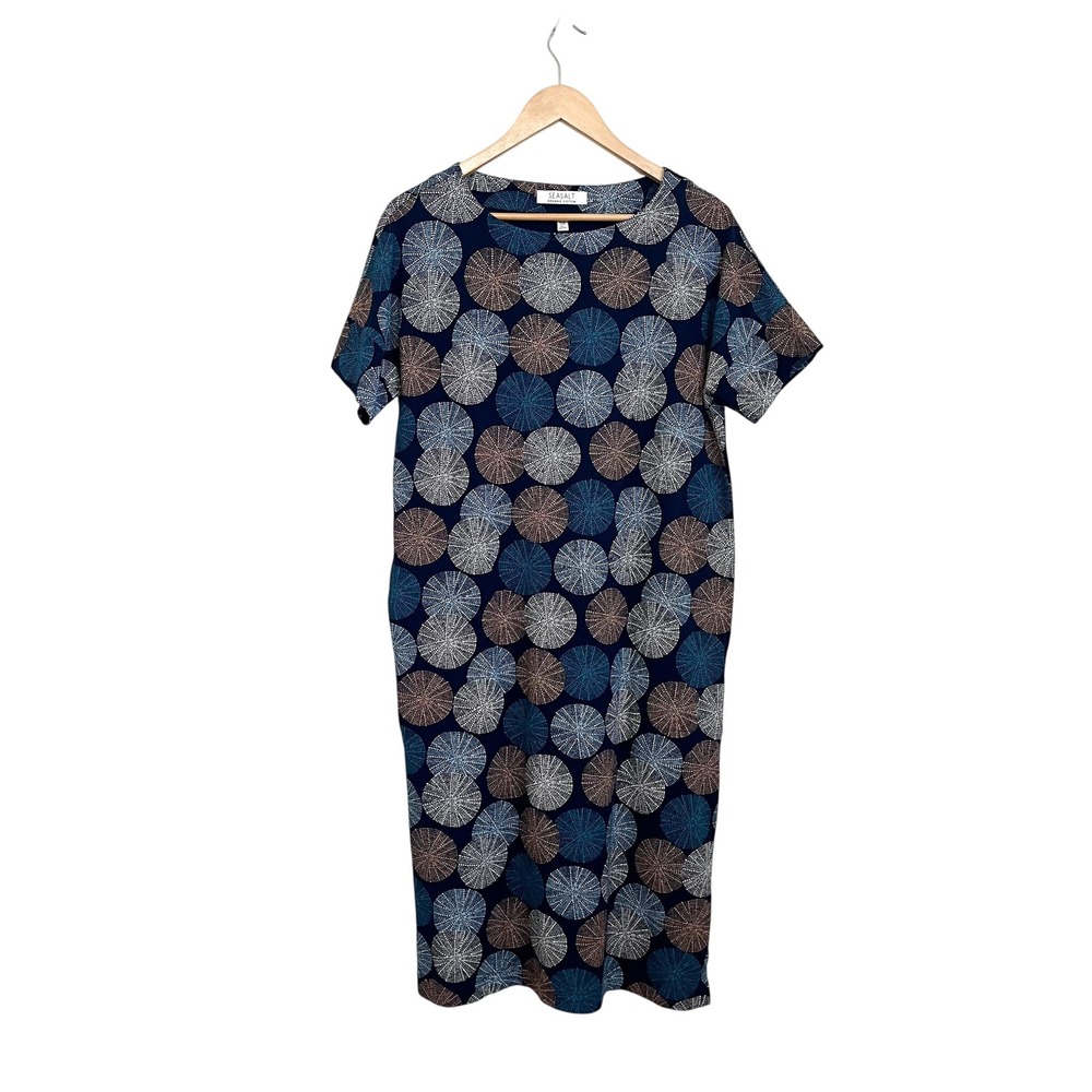 Seasalt Womens Top Shell Organic Cotton Midi Dress Size 8 Multi Stretch Pockets